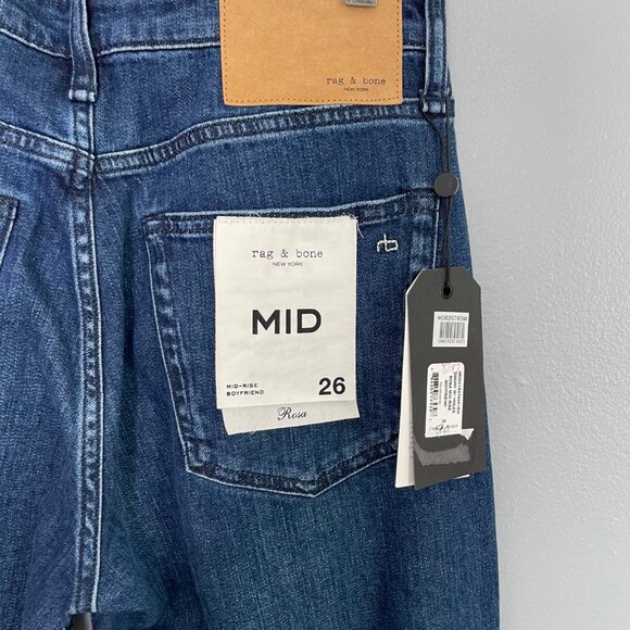RAG & BONE rosa mid rise boyfriend jeans with button fly in emory with holes siz - Picture 8 of 8